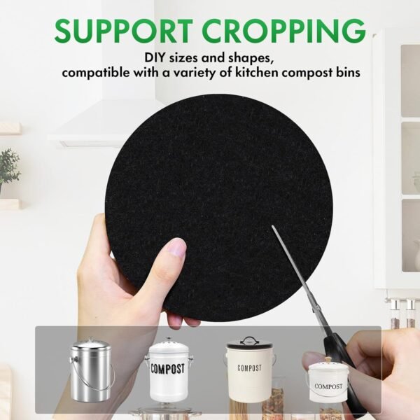 ENLOY 7.25 Inch Charcoal Filters for Kitchen Compost Bin, 12 Pack Compost Bin Charcoal Filters for Countertop Bin Pail Replacement, Longer Lasting Round Activated Charcoal Home Bucket Refill Sets - Image 3