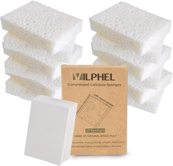 12 Pack Dishwashing Sponges Natural Cellulose Sponges Plant Based Resilient and Reusable Soft Dish Sponges for Washing Dishes DIY Craft Sponges for Fun