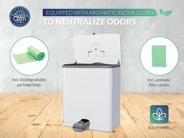 Compost Bin Hang Over Cabinet Doors for Kitchen - Lightweight & Stable Indoor Trash & Compost Bin - 10 L /2.4 Gallon Capacity - Removable Inner Bucket Kitchen Compost Bucket - Image 6