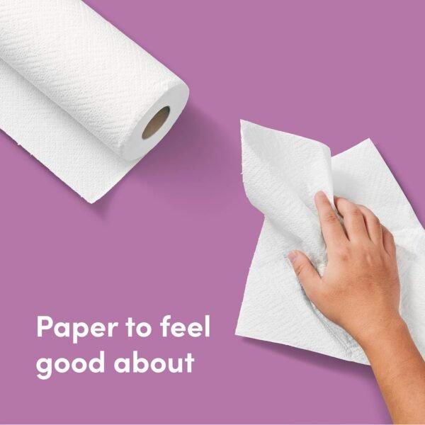 Amazon Aware 100% Bamboo Paper Towels, 12 Rolls, 2 ply, FSC Certified, 150 Sheets, 1800 Count, Pack of 12, Plastic-Free, White - Image 5