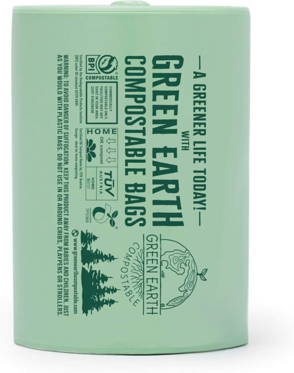 Green Earth Compostable Tall Kitchen Food Scrap Waste Bags, 13 Gallon, 49 Liter, 50-Count, Superior Strength 0.9 Mil Thickness, ASTM D6400, US BPI & Europe OK Compost Home Certified, USA - Image 4