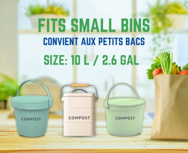 100% Compostable Trash Bags - 100 Count - Small 10 Litre/2.6 Gal Kitchen Food Waste Bags - Image 5