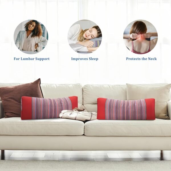 JOERRES Buckwheat Pillow 100% Organic Coarse Cloth Package. The Pillowcase Has Massaging Effect.Improve Sleep Quality. (Red) - Image 5