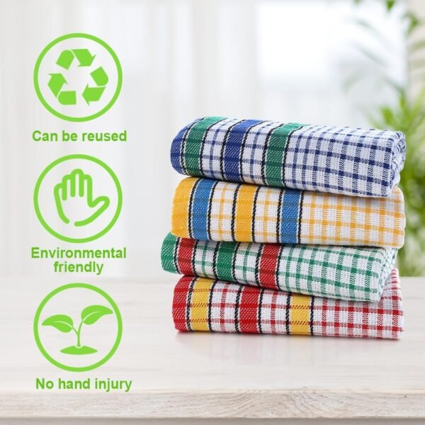 4PCS Large Kitchen Dish Towels, 17 Inch x 27 Inch Absorbent Cotton Kitchen Towels Bulk, Colorful Tea Towels for Washing Drying Dishes, Household Hand Towels - Image 3