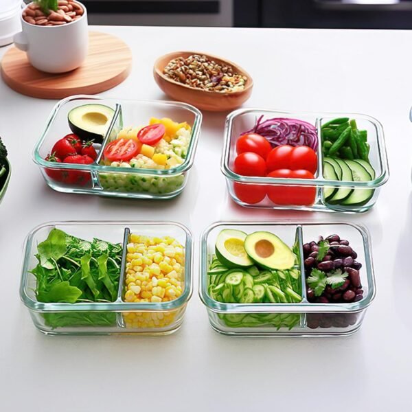 M MCIRCO 10-Pack,30 Oz Glass Meal Prep Containers 2 Compartments, Airtight Glass Lunch Bento Boxes with Lids, Glass Food Storage Containers, Microwave, Oven, Freezer and Dishwasher - Image 5