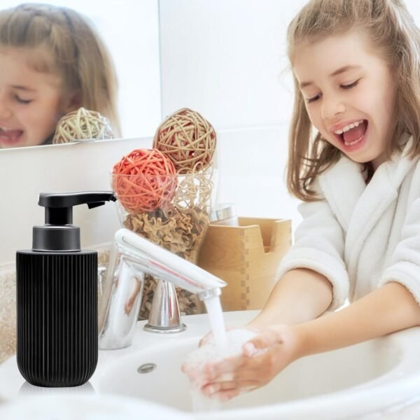 12 oz Automatic Touchless Glass Soap Dispenser, Rechargeable Hands Free Ribbed Liquid Soap Dispenser with Electric Sensor Pump,Black Refillable Auto Soap Bottle for Bathroom Kitchen Dish Countertop - Image 7