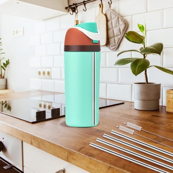 Metal Straw Replacement for Owala Kids Water Bottle 16 oz, With 2 Straw Cleaner, Reusable Stainless Steel Straws Compatible With Owala Water Bottle - 4pcs - Image 6