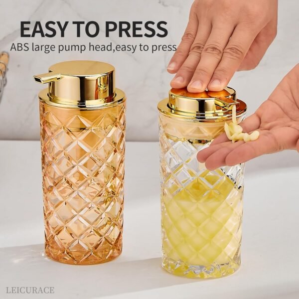 Glass Foam Soap Dispenser, Refillable Foaming Dispenser with Gold Pump, Foam Hand Soap Dispenser for Bathroom Kitchen, Modern Home Bathroom Decor （Foam Type/Clear） A35-1 - Image 3