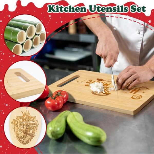 Harry Magic Kitchen Accessories, Unique Harry Gifts for Women Adult, Bamboo Cutting Board Set with Spoons and Apron Bamboo Cooking utensils, Christmas Gifts for Cooking Lovers - Image 3