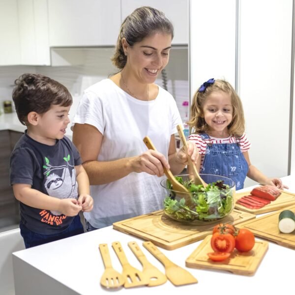 Wooden Cutting Boards for Kitchen-Bamboo Cutting Board Set,Durable Wood Cutting Board Set-Charcuteries & Chopping Butcher Block for Meat,Vegetables and Fruits ideas Home Cooks Kitchen Gift -11Pcs Pack - Image 5