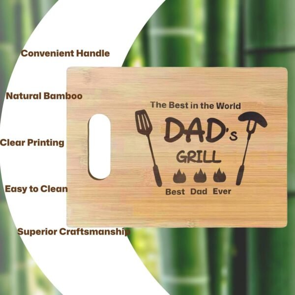 Christmas Gifts for Dad, Dad Gifts, Birthday Gifts for Dad, Bamboo Cutting Board Gift for Father, Dad Gifts from Daughter Son for Christmas - Father's Day - Birthday, 11.8’’L x 8.7’’W x 0.4’’Th - Image 6