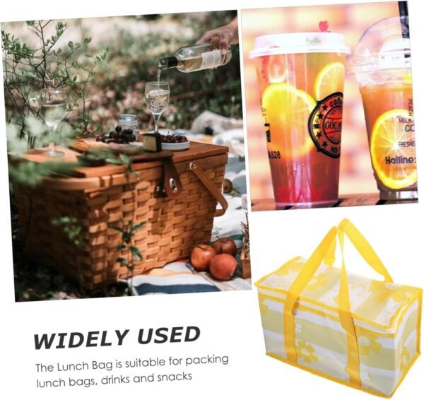 Lunch Bag for Men Picnic Stuff Cool Bag Reusable Bento Basket Food Bag Picnic Cooler Bag Lunch Bags Picnic Kit Insulated Lunch Tote Food Storage Insulation Bag Snack Yellow Alloy - Image 5