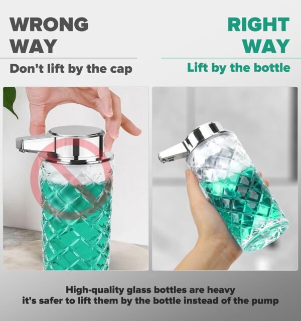 Automatic Liquid Soap Dispenser Touchless Auto Glass Clear Diamond Design Hand Lotion Soap Dispenser with Pump Electric Hands Free Modern Dish Soap Dispenser Rechargeable for Kitchen Bathroom - Image 7