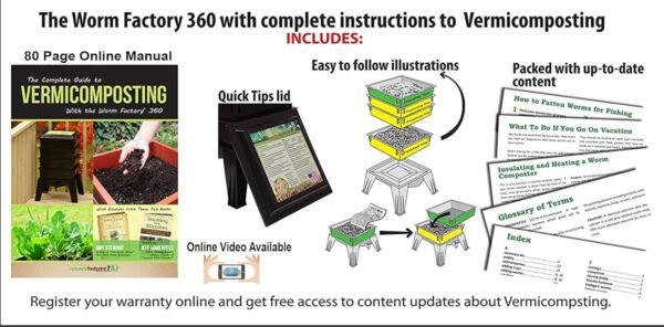 Worm Factory® 360 Black US Made Composting System for Recycling Food Waste at Home – 4 Trays for Efficient Vermicomposting – Durable, Space-Efficient Design, Easy to Assemble, No Odor - Image 3