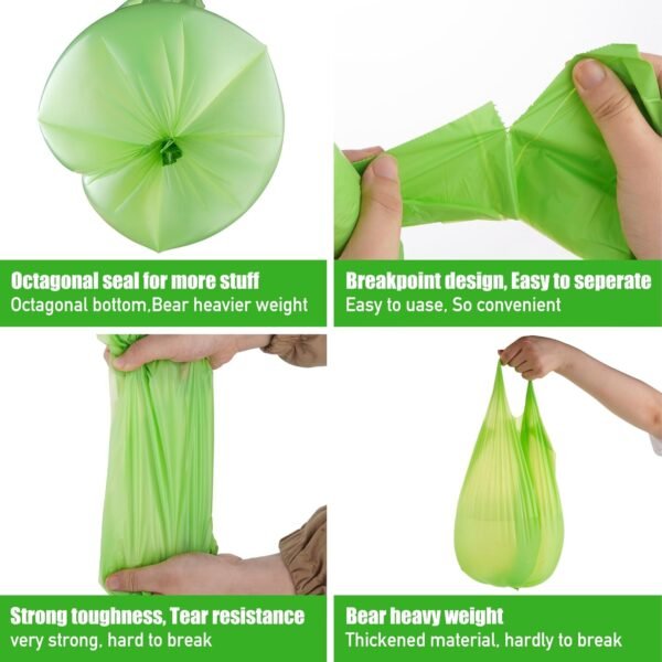 5 Gallon Compostable Handle Trash Bags Compost Food Scrap Waste Bags with US BPI ASTM D6400 and Europe OK Compost Home Certified 50 Couts - Image 3