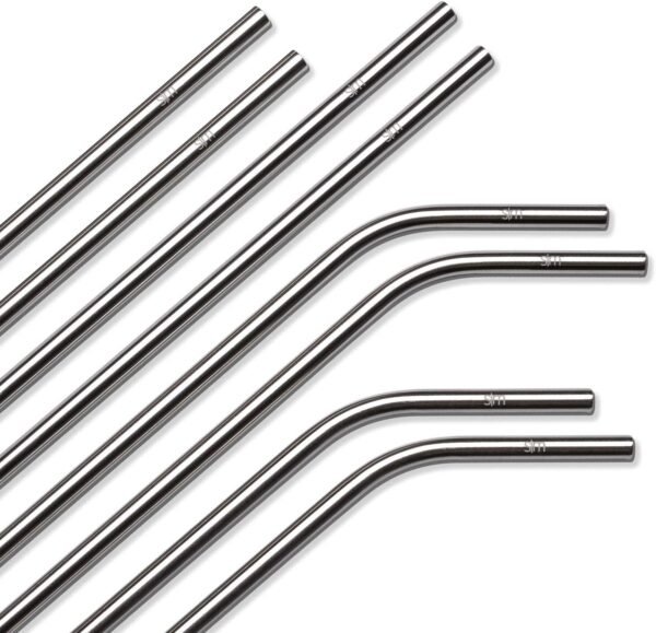 Simple Modern Stainless Steel Reusable Straws | Toxin Free and Waste Reducing Straw for Tumblers and Travel Mugs | Classic Collection | 8 Count (Pack of 1) | Stainless Steel