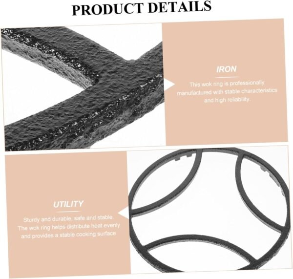 MAGICLULU 2pcs -slip Bracket Casserole Gas Camping Stove Wok Pan Camping Gas Stove Foil Gas Stove Pot Ring Pans Organizer Induction Cookware Wok Burner Tank Electric Racks Jet Iron Black - Image 8