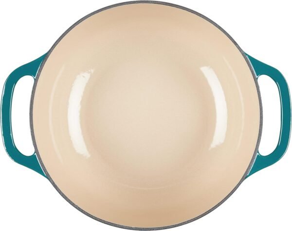 Lodge 6 Quart Enameled Cast Iron Dutch Oven with Lid – Dual Handles – Oven Safe up to 500° F or on Stovetop - Use to Marinate, Cook, Bake, Refrigerate and Serve – Lagoon - Image 3