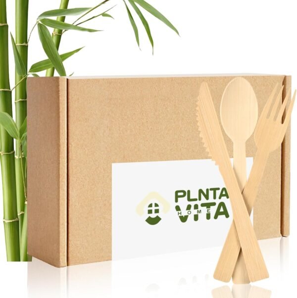 Bamboo Cutlery Set – 275-Piece Eco-Friendly, Biodegradable Utensils for Parties, Compostable and Plastic-Free Forks, Spoons, and Knives