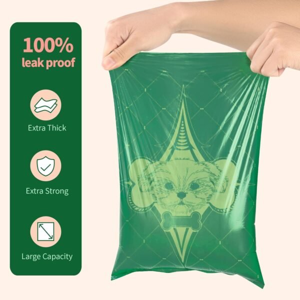 Biodegradable Dog Poop Bags, Large Leak Proof Poop Bags, Strong & Sturdy Bags for Dogs, Doggie Bags, Cats Litter Bags,Trash Bags for Pets， 120 bags with Holder and Hook - Image 6