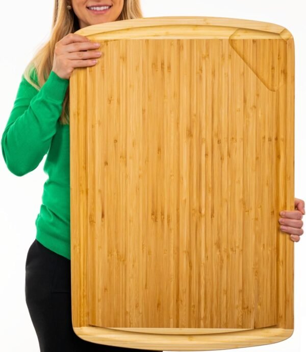 GREENER CHEF 30 Inch 3XL Extra Large Cutting Board with Lifetime Replacements - Oversized Bamboo Stove Top Cover Noodle Board - Wooden Meat Cutting Board - Turkey Carving Board - Charcuterie Board - Image 8