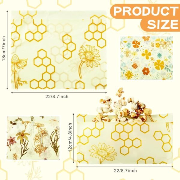 Vesici 6 Pcs Beeswax Food Wraps Reusable Wrap Food Storage Wraps Food Storage Containers, Beeswax Bags, Beeswax Wraps for Food, Reusable Bags Assorted - Image 2