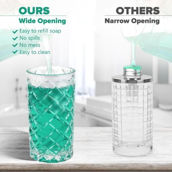 Automatic Liquid Soap Dispenser Touchless Auto Glass Clear Diamond Design Hand Lotion Soap Dispenser with Pump Electric Hands Free Modern Dish Soap Dispenser Rechargeable for Kitchen Bathroom - Image 3