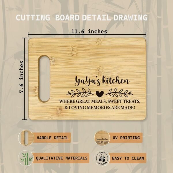 Yaya Cutting Boards for Kitchen, Grandma Bamboo Cutting Board, Yaya's Kitchen Decorative Cutting Board, Yaya Gifts, Gifts for Yaya, Grandma Gifts for Christmas, Grandma Cutting Board Gift - Image 7