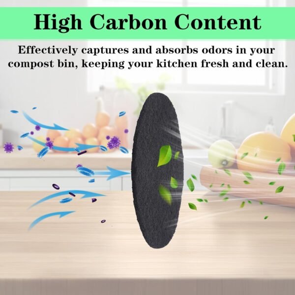 6 Pack 6.7 Inch Compost Bin Filter for Compost Bucket, Charcoal Filters for Countertop Bin, Activated Carbon Replacement Compost Bin Filter for Kitchen, Home Bucket Compost Pail Refill, Round - Image 4