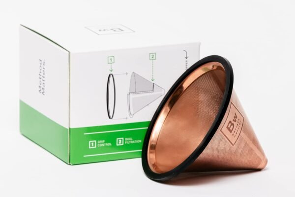 Barista Warrior Compatible for Chemex, Hario V60 & popular coffee makers, Pour Over Coffee Filters- Reusable and Permanent Coffee Cone Dripper (Copper Coated) - Image 2