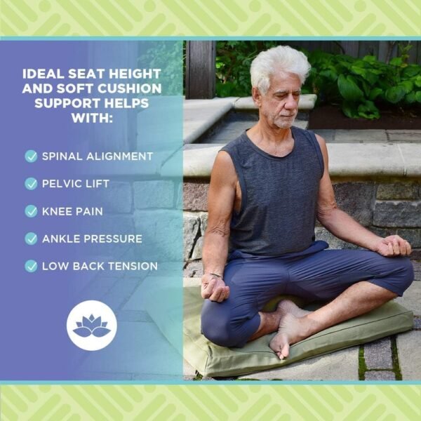 Bean's ZAFU + ZABUTON Meditation Set - Round Buckwheat Filled ZAFU Pillow + Large Cotton Filled ZABUTON Floor Pad - Forest Green Cotton Canvas - Traditional Tibetan Zen Mdfulness Seat Kit - Made USA - Image 4