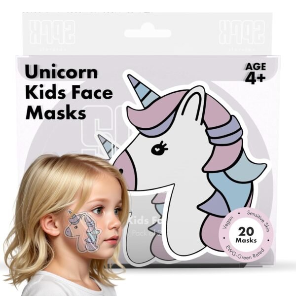 Unicorn Kids Face Masks Skincare Set(20pcs), Organic, Vegan & Kid Safe Skin Care Ages 4+, Cute Animal Sheet Masks for Girls, Spa Day, Sleepover, Slumber Party Favors, Stuffs and Gifts for Little Girls