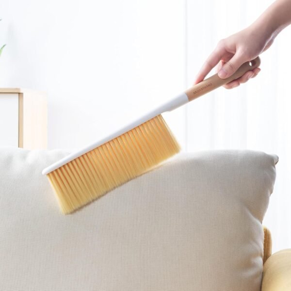 Hand Broom Cleaning Brush, Soft Bristle Dust Brushes with Wood Handle, Household Cleaning Brushues for Car, Carpet, Garden, Clothes, Various Furniture Such As Beds, Sofas (Natural) - Image 7
