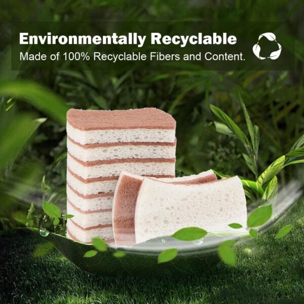 Orighty Non-Scratch Scrub Sponge, 24-Pack, Biodegradable Cellulose Kitchen Scrubber Sponges, Ideal for Kitchen Cleaning, Non-Stick Cookware, Washing Dishes, Bathroom, and Household - Image 3
