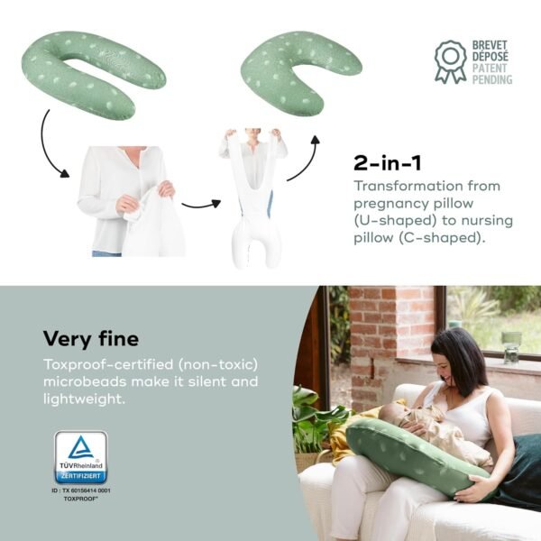 Babymoov B.Love 2-in-1 Pillow - The Original Organic Pregnancy Pillow & Nursing Cushion (Oeko-TEX Certified) - Image 4