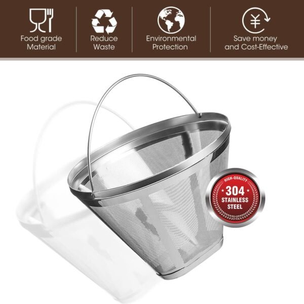 Aieve Reusable Coffee Filter Compatible with Ninja Dual Brew Pro Coffee Maker CFP301 CFP201 CFN601, Coffee Filters #4 Permanent Cone Coffee Basket - Image 2