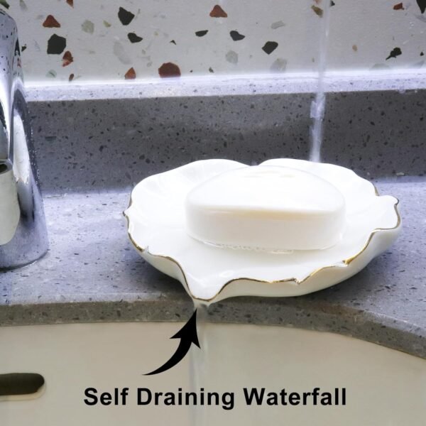Elegant Bathroom Soap Dish, Inspired by Nature Hibiscus Flower, Ceramic Soap Dish Holder, Self-Draining and Multiple Styles for Bathroom Kitchen Accessories - Image 3