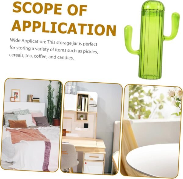 Cactus Storage Jar Jam Jars with Lids Labels Coffee Beans Trinket Storage Container Candy Jar Cactus Shaped Container with Lid Flask Large Jars with Lids Mug Glass Green - Image 2