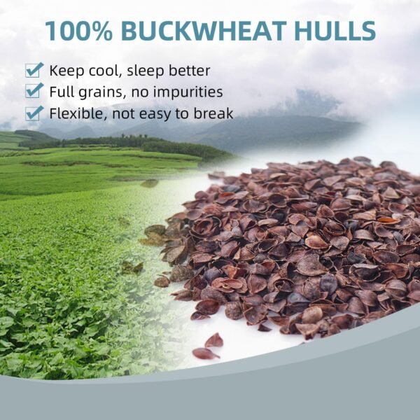 USlixury Buckwheat Pillow with Organic Pillowcase - Adjustable Buckwheat Hull Pillow, Buckwheat Pillows for Sleeping with Firm Support, Buckwheat Neck Pillow for Side Back Sleepers, 15"x19", Beige - Image 5