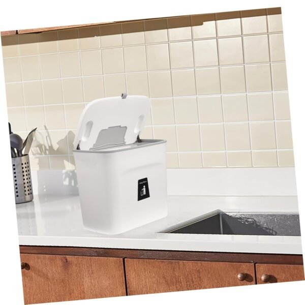 Alipis 1pc Trash Can with Lid Collapsible Compost Bin Filters Charcoal Rv Garbage Can for Trailer Kitchen Clear Hanging Trash Bin with Lid Recycle Bin Hanging Garbage Sensor Plastic White - Image 7