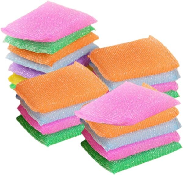 20pcs Kitchen Dish Sponge Dish Scrubber Pads Dish Scrubbers for Dishes Natural Dish Sponge Plate Sponge Scrub Pads for Dishes Bathroom Cleaning Sponge Kitchen Scrub Erasers Nylon