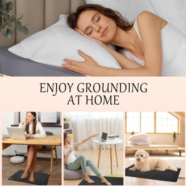 Grounding Sheets with Grounding Mat, 95% Organic Cotton + 5% Pure Silver Fiber, Grounding Sheet Earth Connected Bedding Fitted Earth Sheets with Grounding Cord (Gray, Queen-60"x 80"×15’’) - Image 7