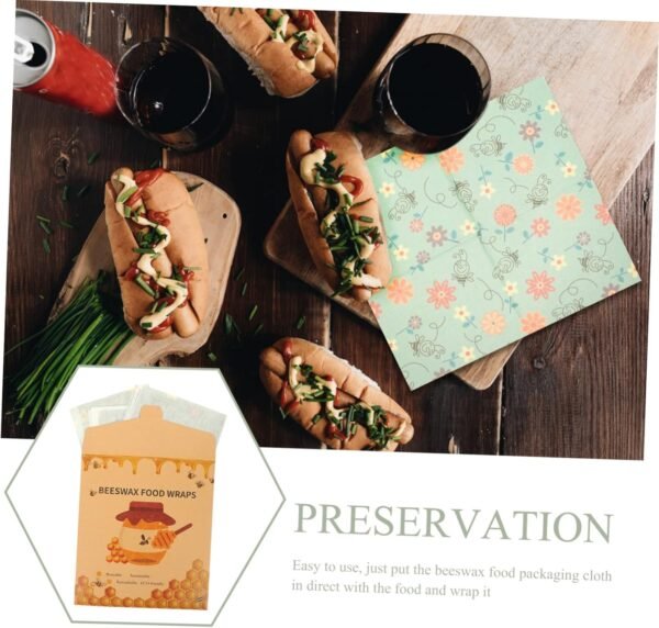 NOLITOY 3pcs Beeswax Wrap Food Beewax Wraps Reusable Food Wraps Beewax Wraps for Bowl Fresh Keeping Beewax Wraps Reusable Beeswax Cloth Sustainable Wax Cloth Beeswax Preservation Wraps - Image 5