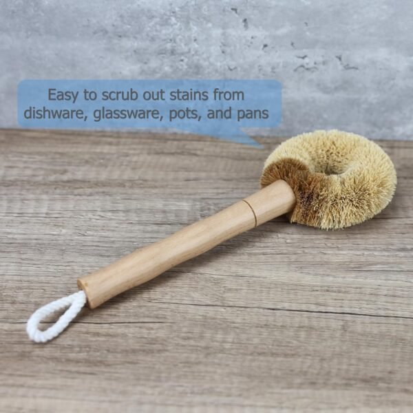 EIKS 2 Pack Kitchen Scrub Brushes Natural Coconut Fiber Cleaning Brushes for Dish Pan Pot Vegetable Fruits Glassware Cookware - Image 6