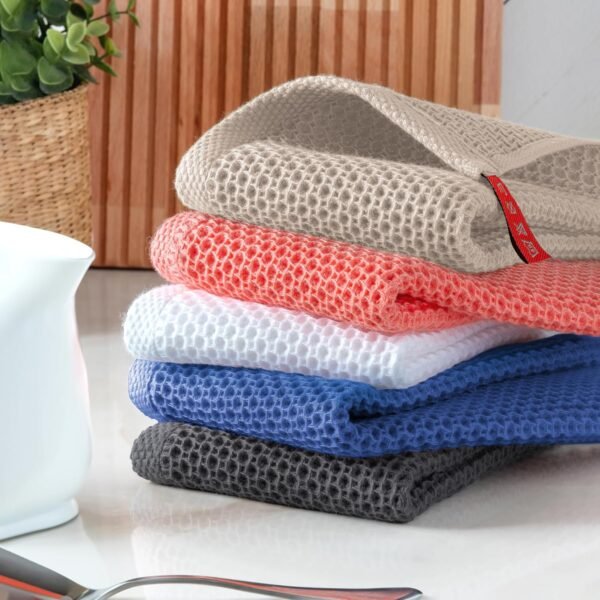 Elegant Comfort 100% Turkish Cotton 6-Pack Waffle Premium Kitchen Towels - Quick Drying and Super Absorbent Kitchen Dishcloth Towels, Ultra Soft Multi-Purpose Cleaning Towels, 16 x 25, Gray - Image 10