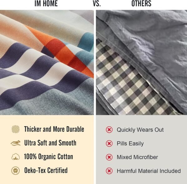 IM HOME Queen Size 4 Piece Sheet Set Organic Cotton Super Soft Luxury Bedding Sets with Deep Pocket - Wrinkle, Fade, Stain Resistant Oeko-Tex Bed Sheet Set - Image 5
