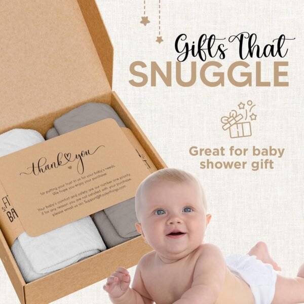 Bassinet Fitted Sheets - Compatible with Baby Delight Beside Me Dreamer Bassinet & Baby Joy Bedside Sleeper | 100% Organic Muslin Cotton - White + Grey | 33X20 (2 Pack) - Image 5