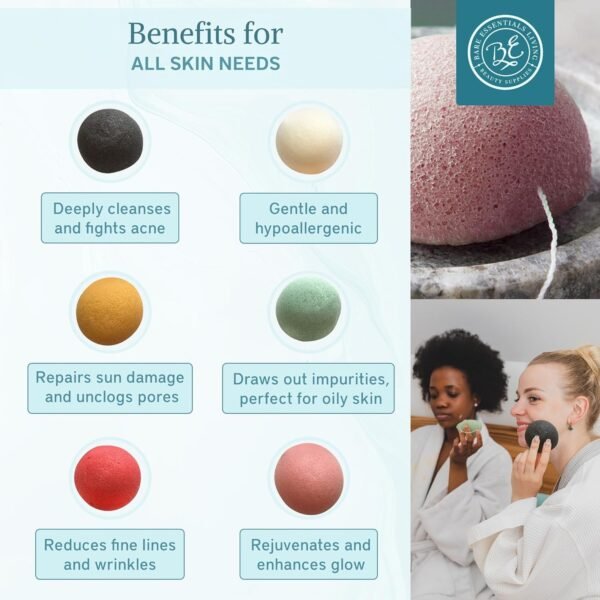 Bare Essentials Living - Konjac Sponges Set (12 Pack) with Activated Bamboo Charcoal Facial Sponge, Natural Sponge, Great for Facial Sponges, Bath Sponge, Beauty Sponge, and Exfoliating Body Sponge - Image 3