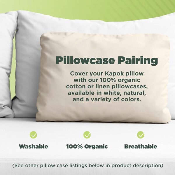 Bean Products Kapok Pillow - 18 x 18 Euro Size, Organic Cotton, Vegan, Premium Quality - Made in USA Neck Bed Body Floor Cushion Insert Couch Throw Bolster - Organic Eco Friendly Fabric and Fill - Image 6