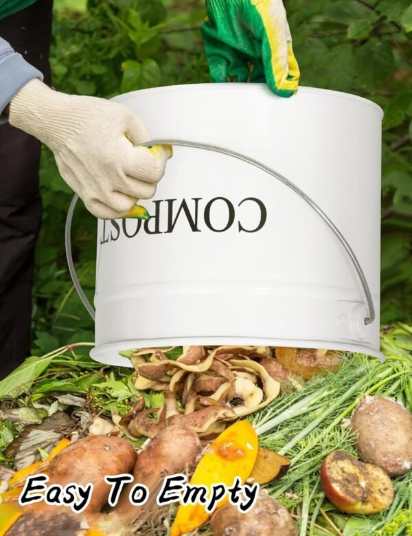 Compost Bin Kitchen - 1 Gallon Kitchen Composter, Countertop Compost Bin with Lid and Charcoal Filters, Rust Proof Indoor Compost Bucket, Food Waste Bin for Kitchen - Image 6